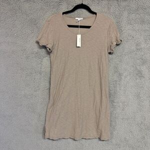 JAMES PERSE T-Shirt Dress Women 3 Khaki Large Cotton Modal  Knit Rolled Sleeve